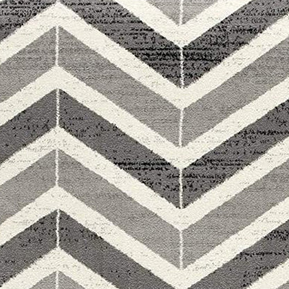 10' Gray Chevron Power Loom Runner Rug