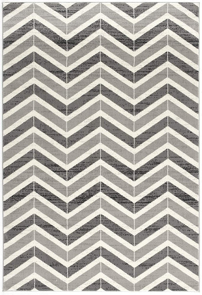 4' X 6' Gray Chevron Power Loom Area Rug