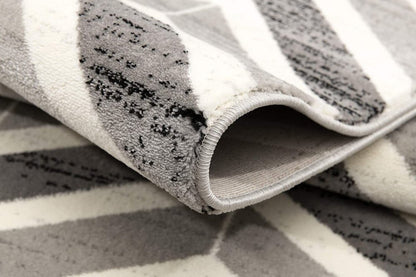 2' X 4' Gray And Ivory Chevron Distressed Area Rug