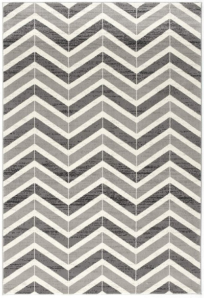 2' X 4' Gray And Ivory Chevron Distressed Area Rug