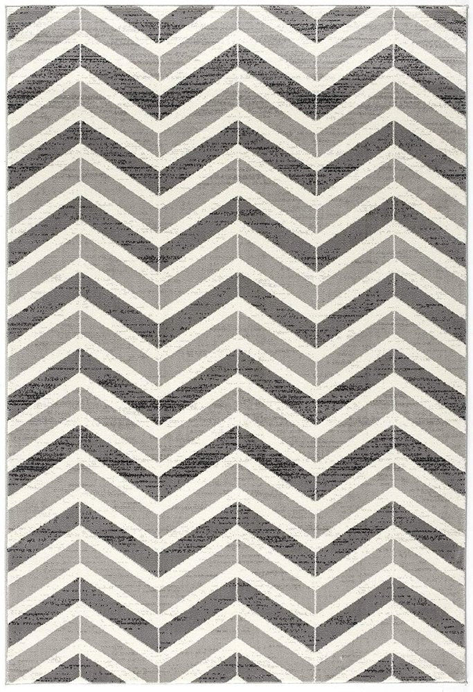 20' Gray And Ivory Chevron Distressed Runner Rug