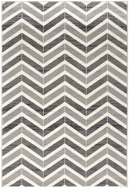 20' Gray And Ivory Chevron Distressed Runner Rug