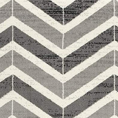 2' X 4' Gray And Ivory Chevron Distressed Area Rug
