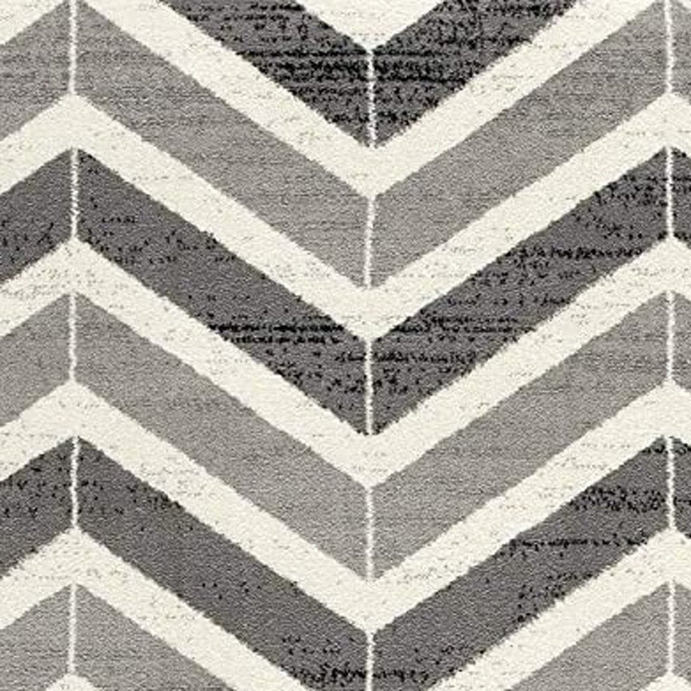2' X 4' Gray And Ivory Chevron Distressed Area Rug