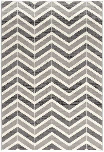 2' X 4' Gray And Ivory Chevron Distressed Area Rug