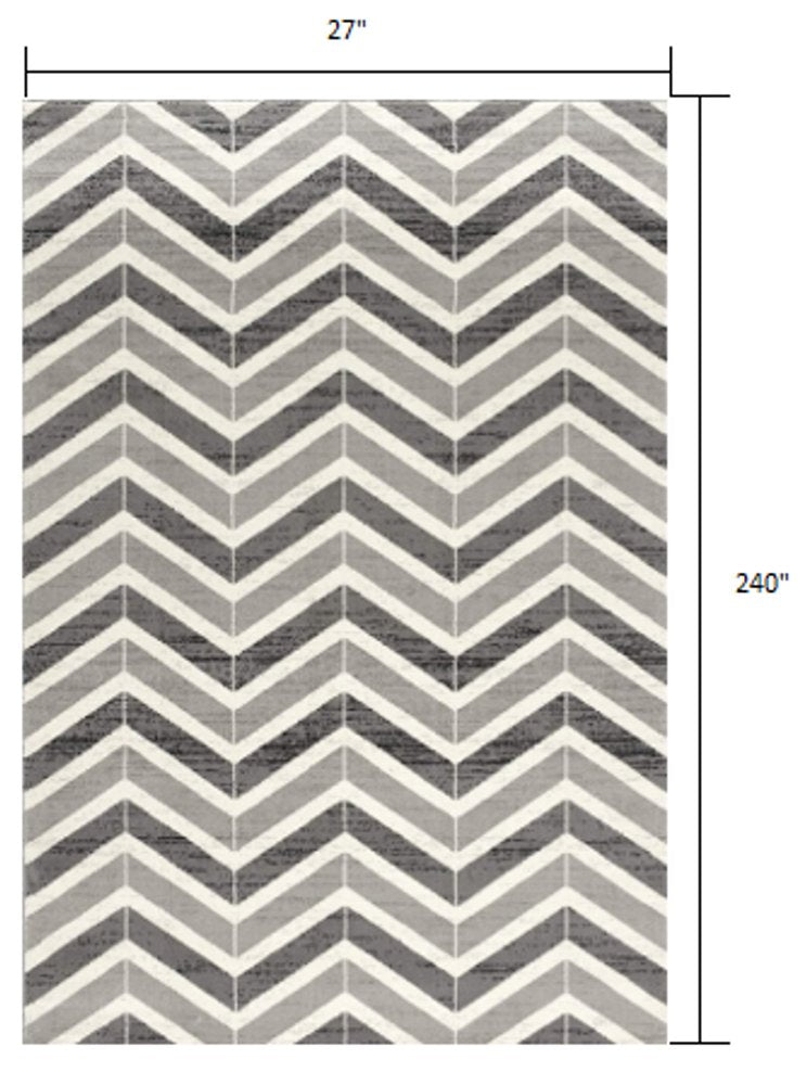 10' Gray Chevron Power Loom Runner Rug