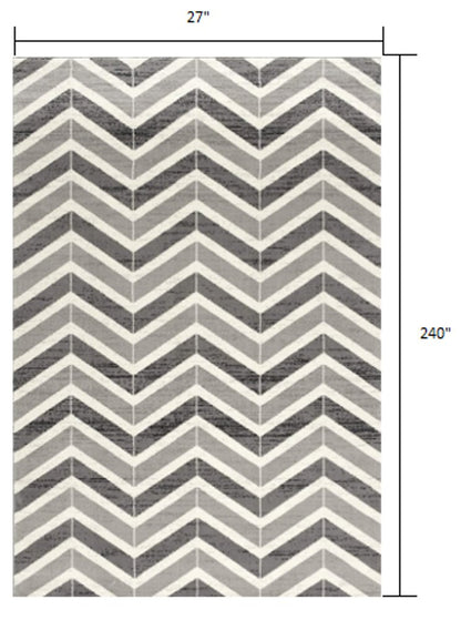 10' Gray Chevron Power Loom Runner Rug