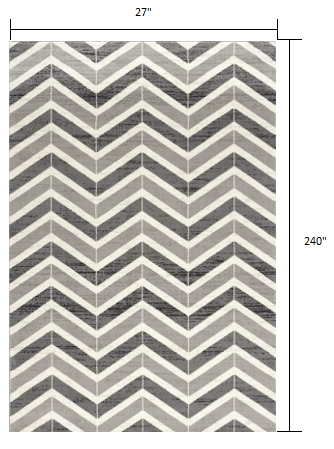 10' Gray Chevron Power Loom Runner Rug