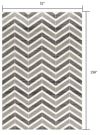 10' Gray Chevron Power Loom Runner Rug