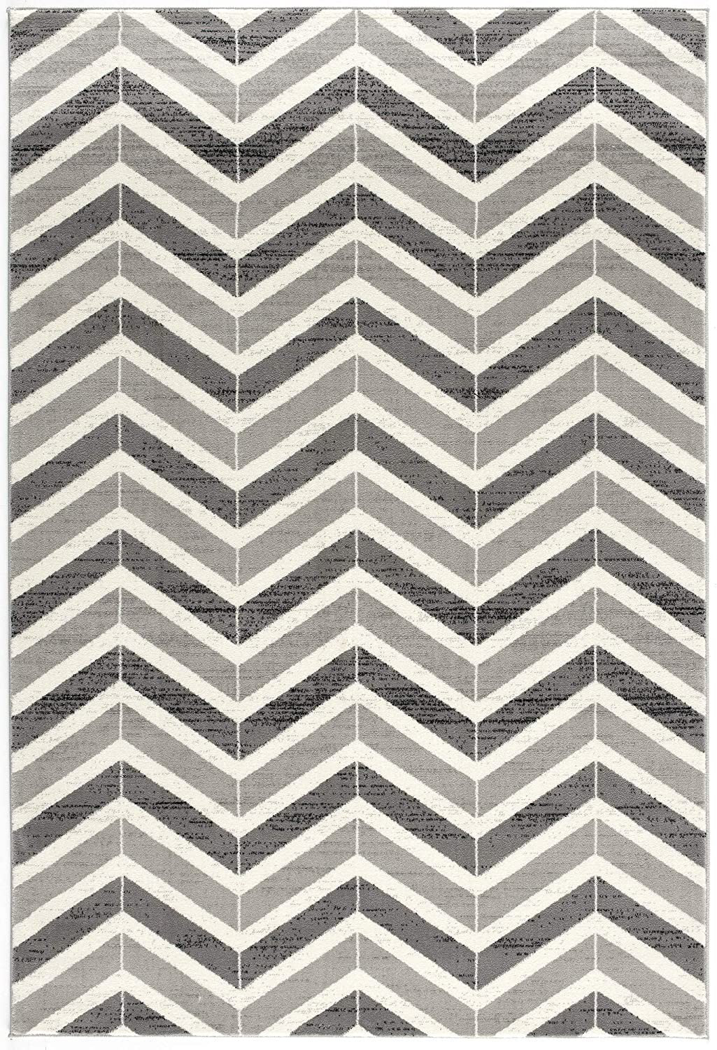 10' Gray Chevron Power Loom Runner Rug