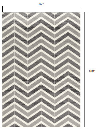 10' Gray Chevron Power Loom Runner Rug