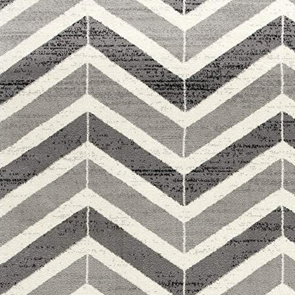 10' Gray Chevron Power Loom Runner Rug