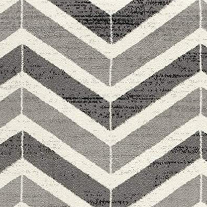 10' Gray Chevron Power Loom Runner Rug