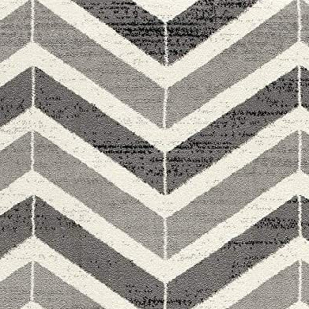 10' Gray Chevron Power Loom Runner Rug