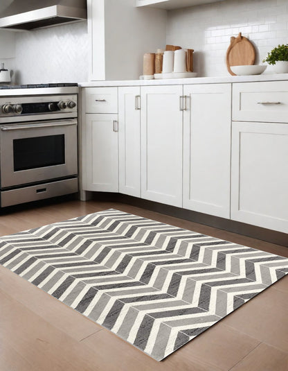 10' Gray Chevron Power Loom Runner Rug