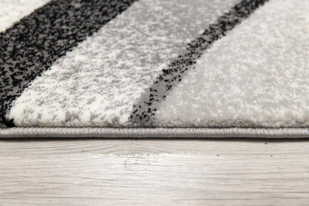 20' Black And Gray Abstract Runner Rug