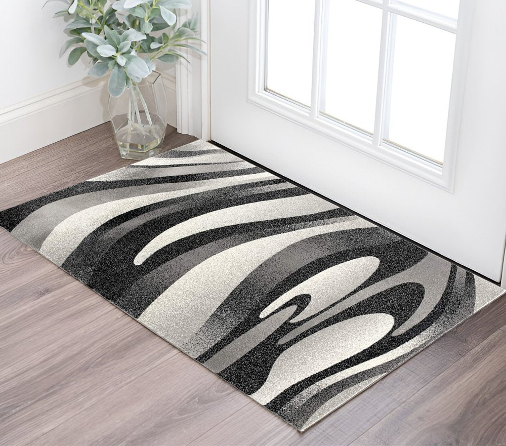 3' X 5' Gray Abstract Power Loom Area Rug