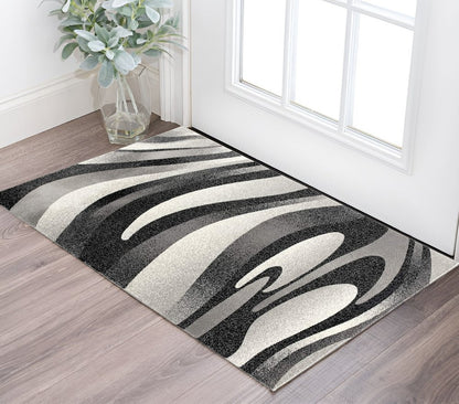3' X 5' Gray Abstract Power Loom Area Rug