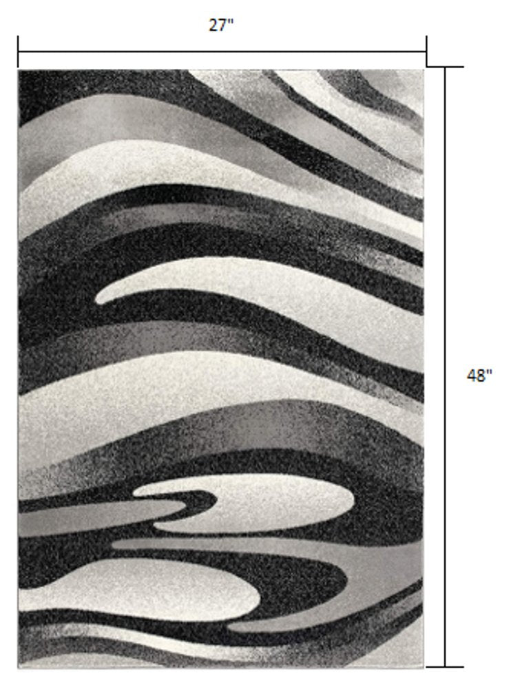 3' X 5' Gray Abstract Power Loom Area Rug