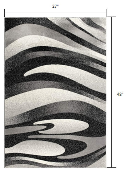 3' X 5' Gray Abstract Power Loom Area Rug