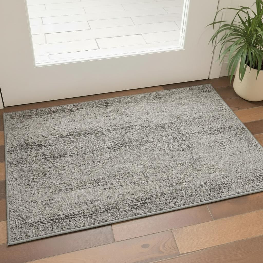 3' X 5' Blue And Gray Distressed Area Rug