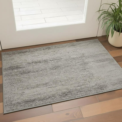 3' X 5' Blue And Gray Distressed Area Rug