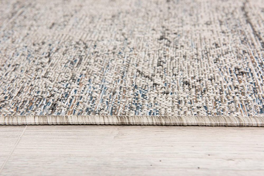 3' X 5' Blue And Gray Distressed Area Rug