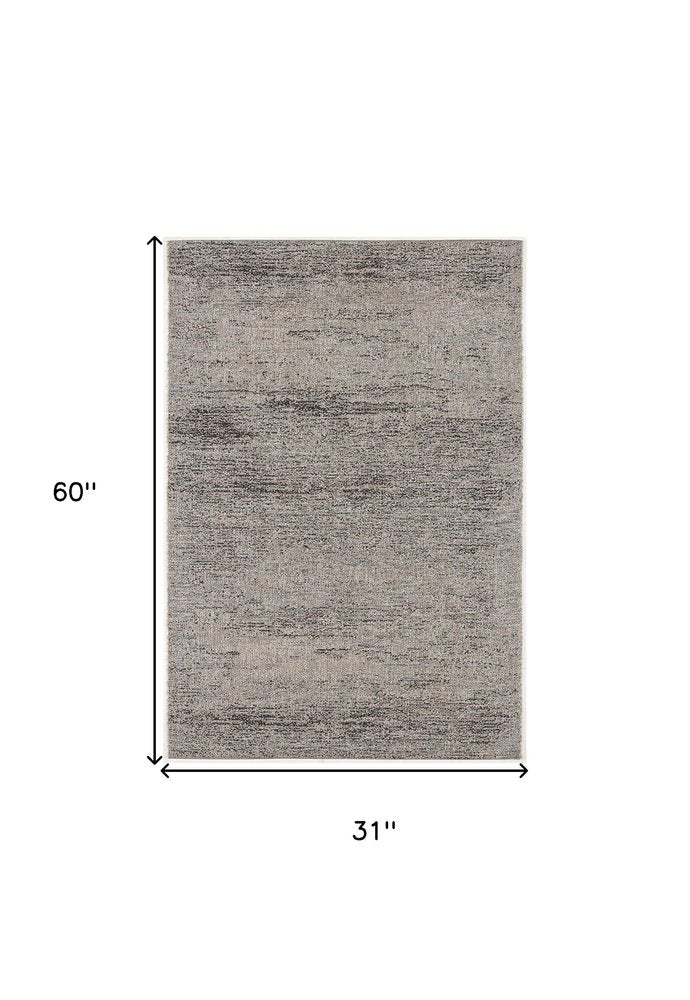 3' X 5' Blue And Gray Distressed Area Rug