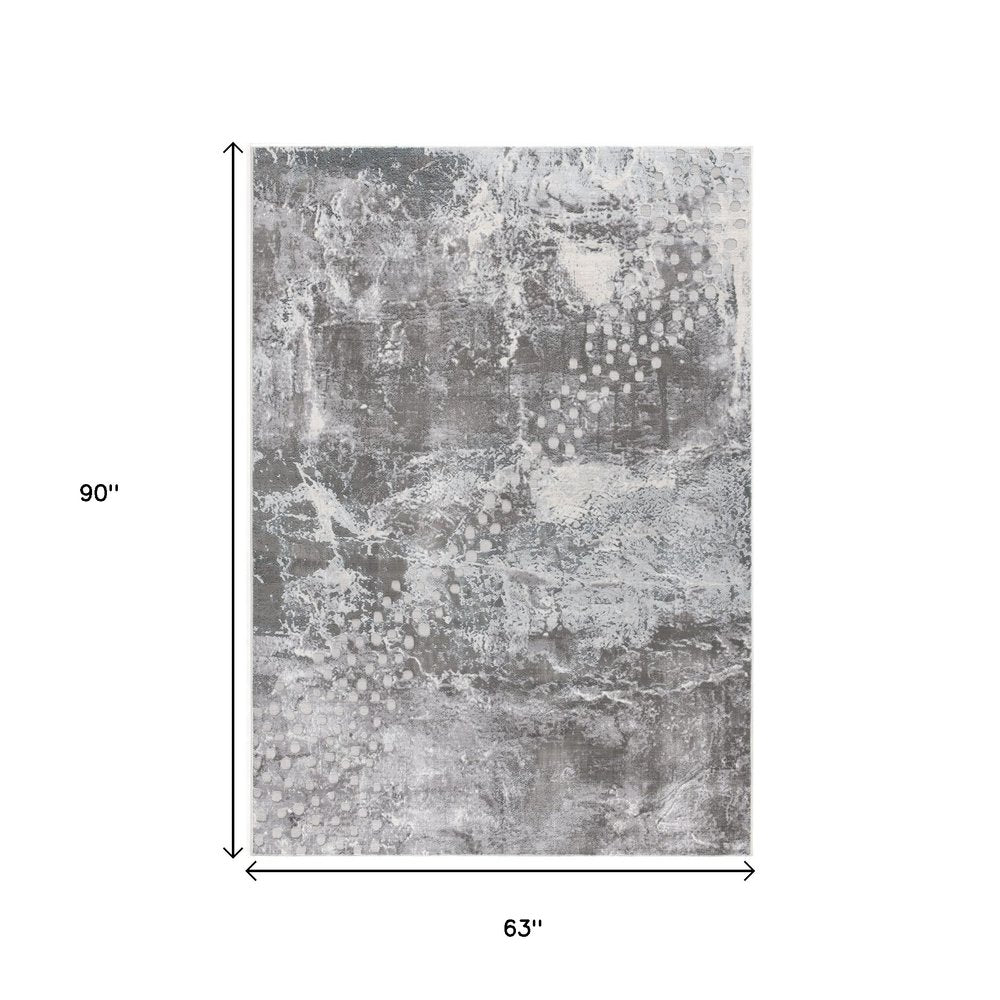 5' X 7' Gray And Ivory Abstract Area Rug