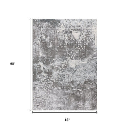 6' X 9' Gray And Ivory Abstract Shag Area Rug