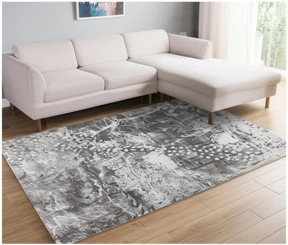 6' X 9' Gray And Ivory Abstract Shag Area Rug