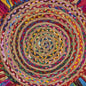 4' Rainbow Abstract Geometric Hand Woven Round Rug With Fringe