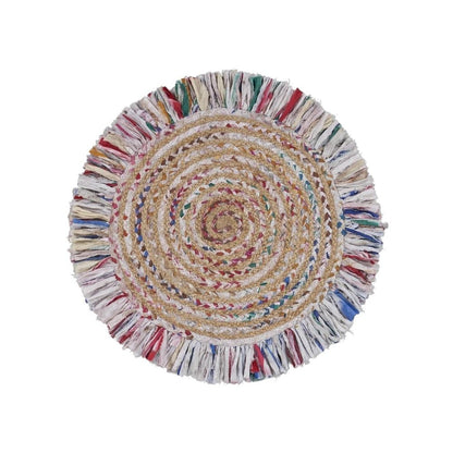 4' Blue And White Abstract Geometric Hand Woven Round Rug