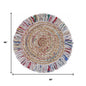4' Blue And White Abstract Geometric Hand Woven Round Rug