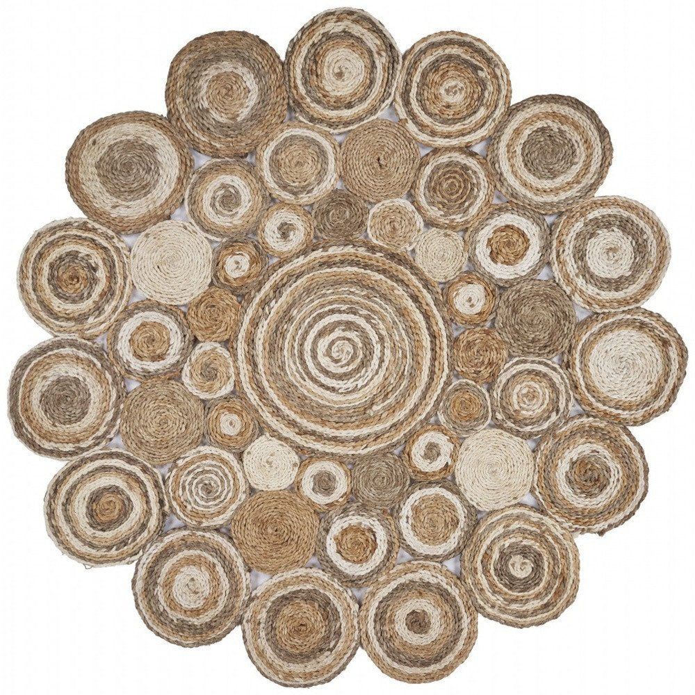 6' Natural Jute Hand Braided Round Rug