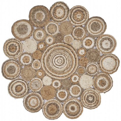 6' Natural Jute Hand Braided Round Rug