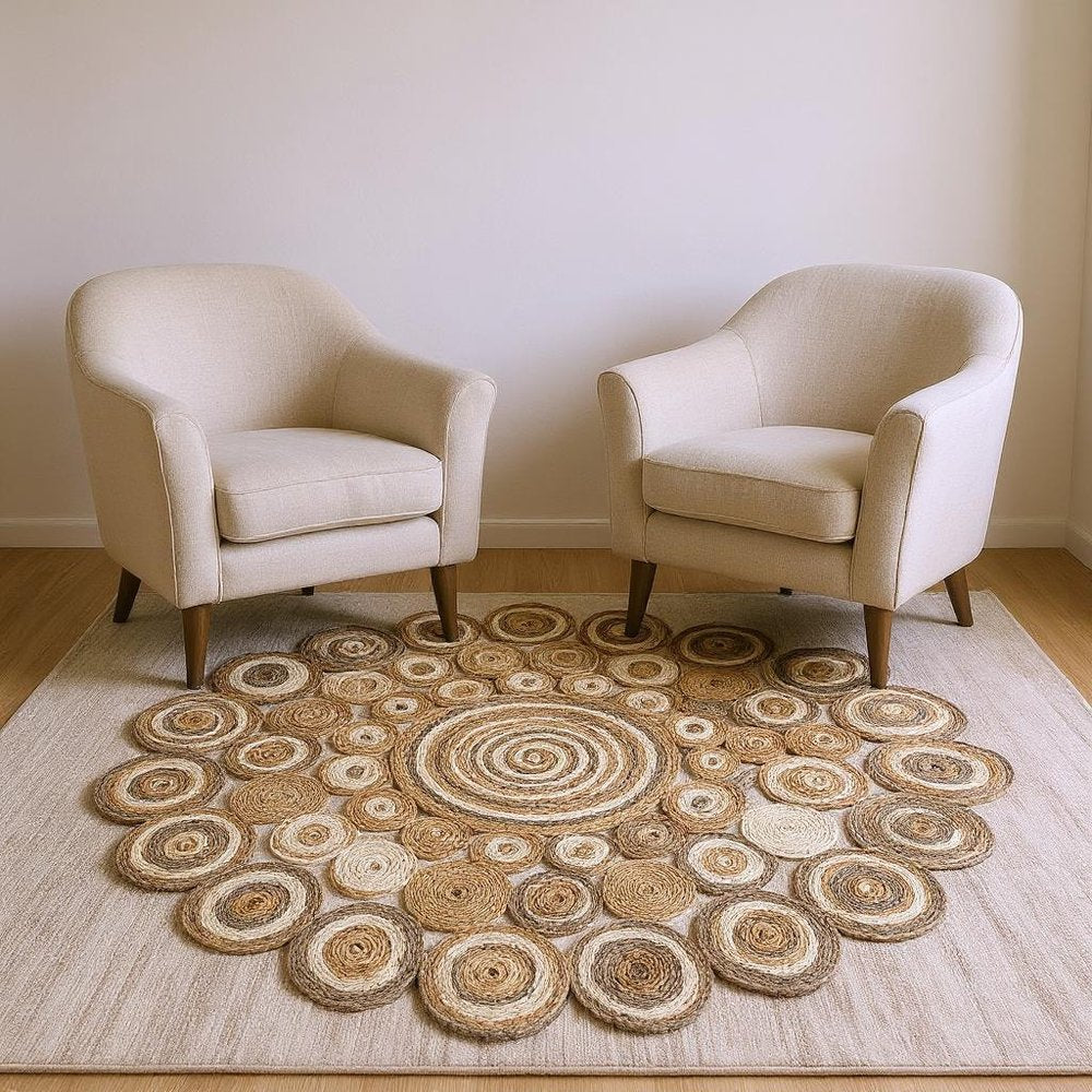 8' Natural Jute Hand Braided Round Rug