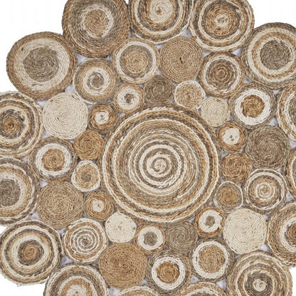 8' Natural Jute Hand Braided Round Rug