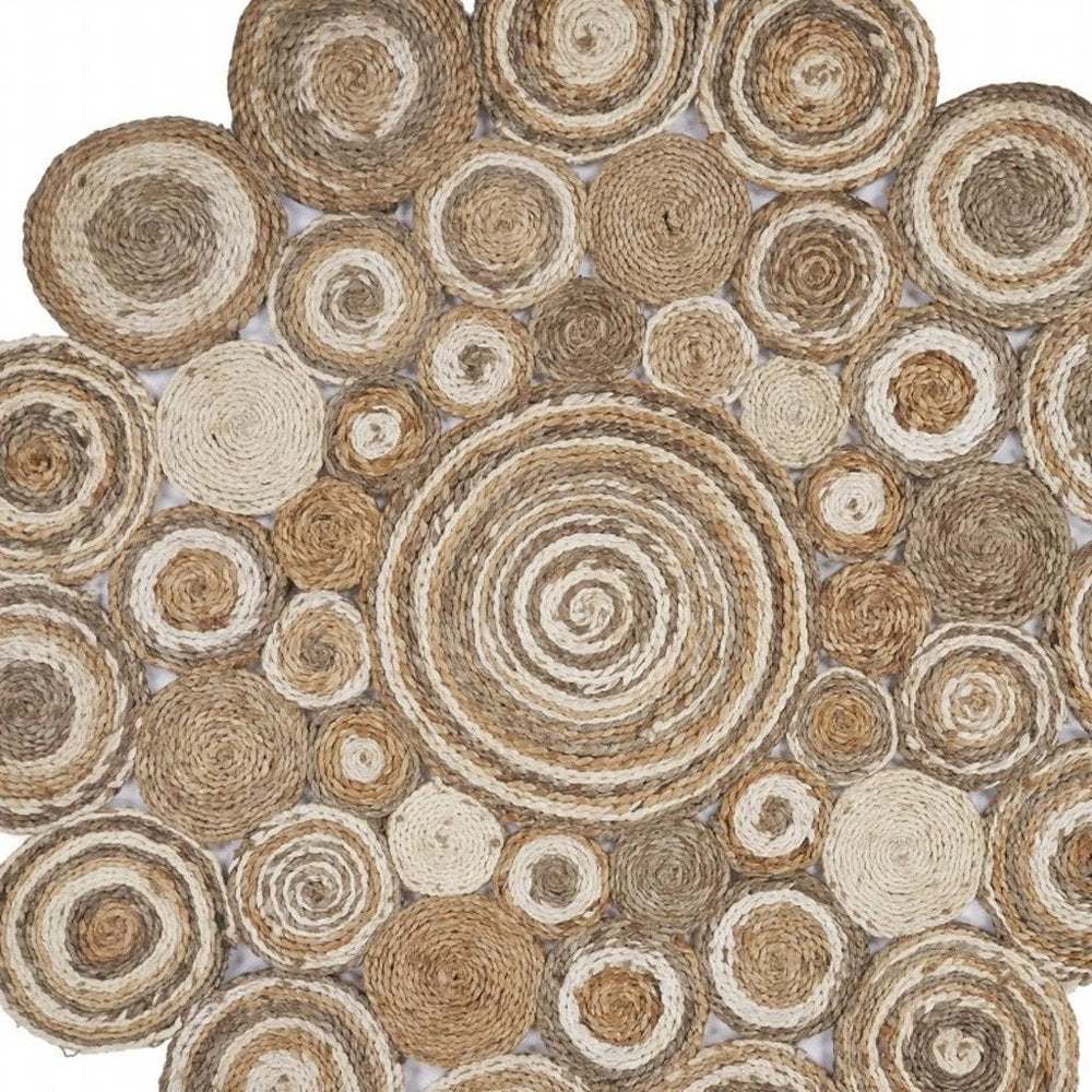 6' Natural Jute Hand Braided Round Rug