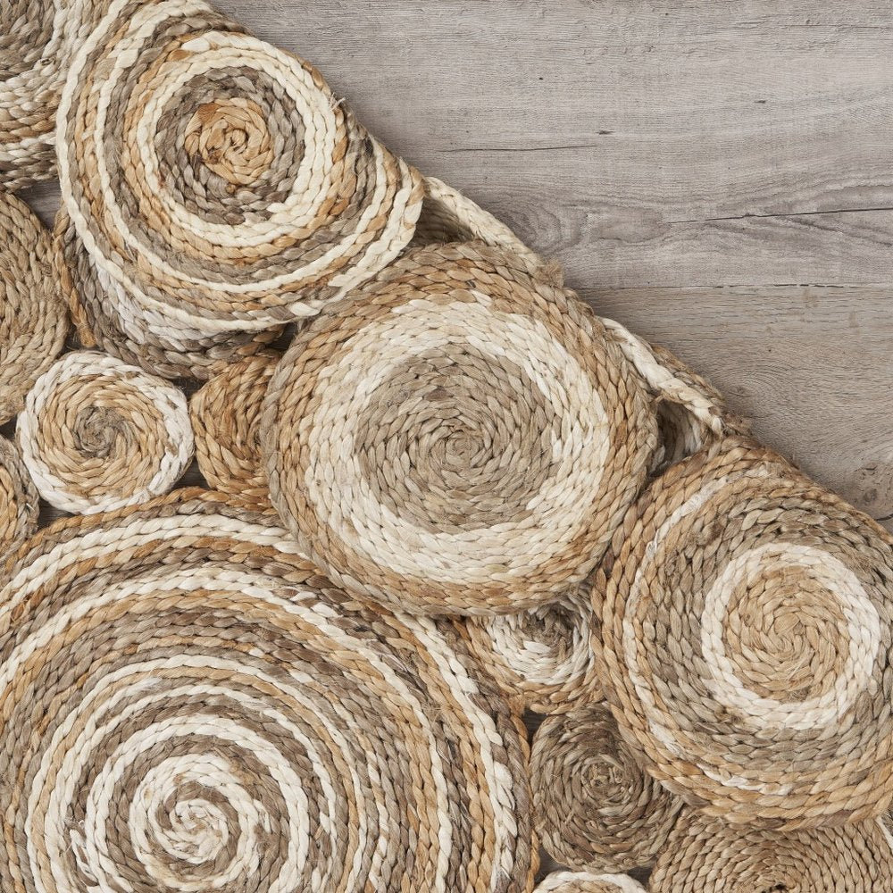 6' Natural Jute Hand Braided Round Rug