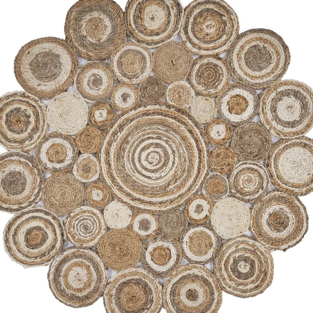 6' Natural Jute Hand Braided Round Rug