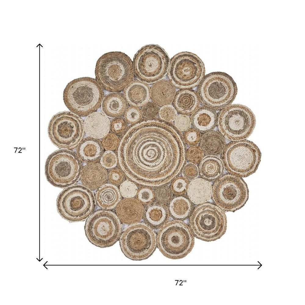 6' Natural Jute Hand Braided Round Rug