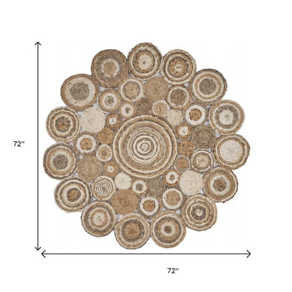 8' Natural Jute Hand Braided Round Rug