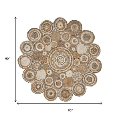 6' Natural Jute Hand Braided Round Rug