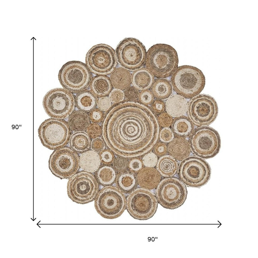 6' Natural Jute Hand Braided Round Rug