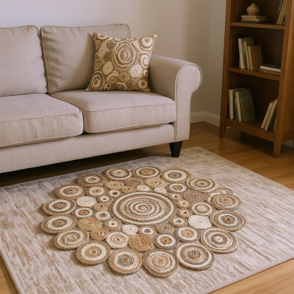 6' Natural Jute Hand Braided Round Rug