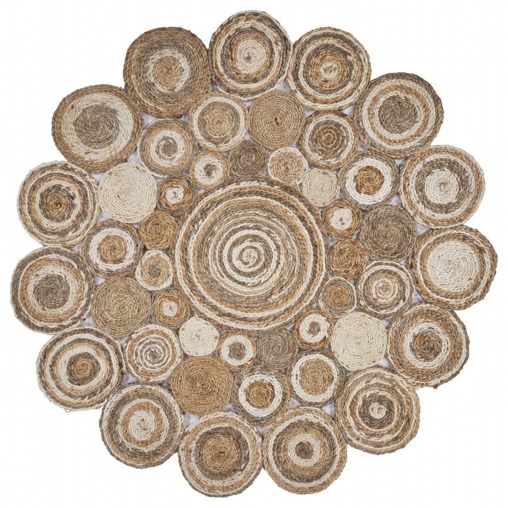 8' Natural Jute Hand Braided Round Rug