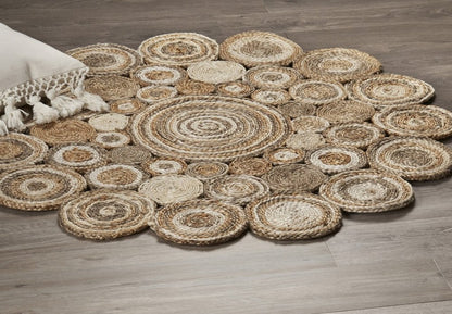 6' Natural Jute Hand Braided Round Rug