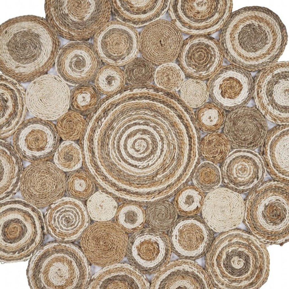 6' Natural Jute Hand Braided Round Rug