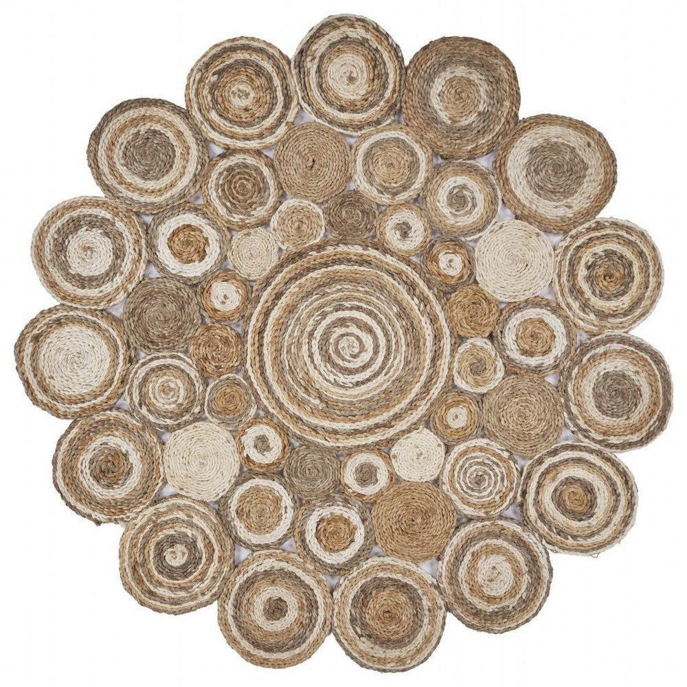 6' Natural Jute Hand Braided Round Rug